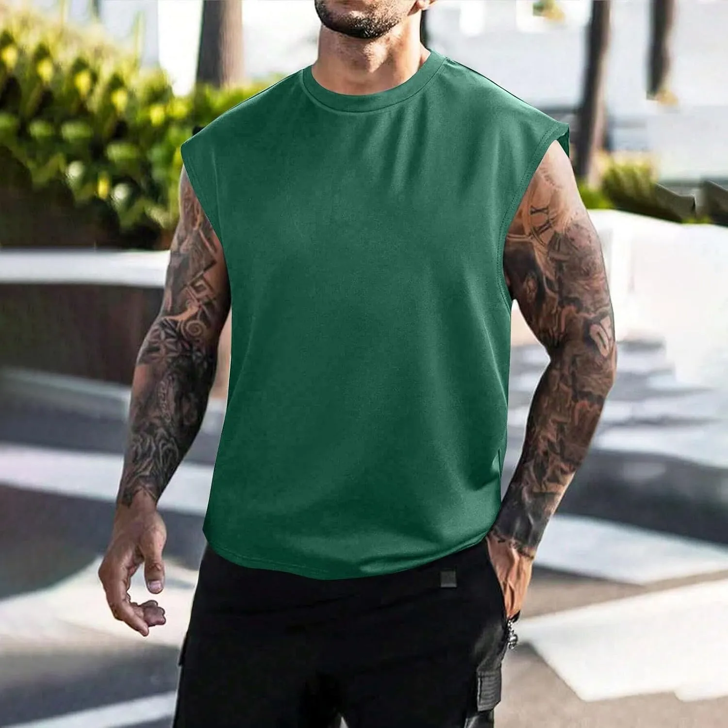 Mens Mesh Tops Lightweight Breathable Summer Workout Tank Tops Quick Dry Active Gym Shirts