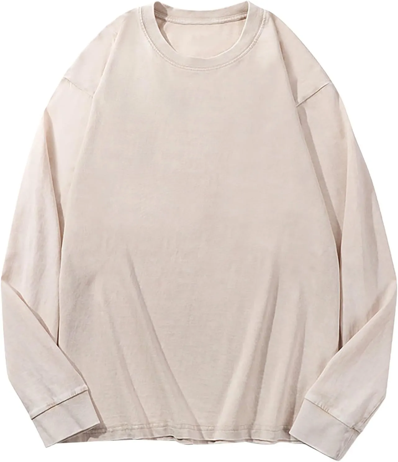 Mens Oversized Vintage Sweatshirts Distressed Casual Long Sleeve Drop Shoulder Crewneck Pullover Hip Hop Streetwear