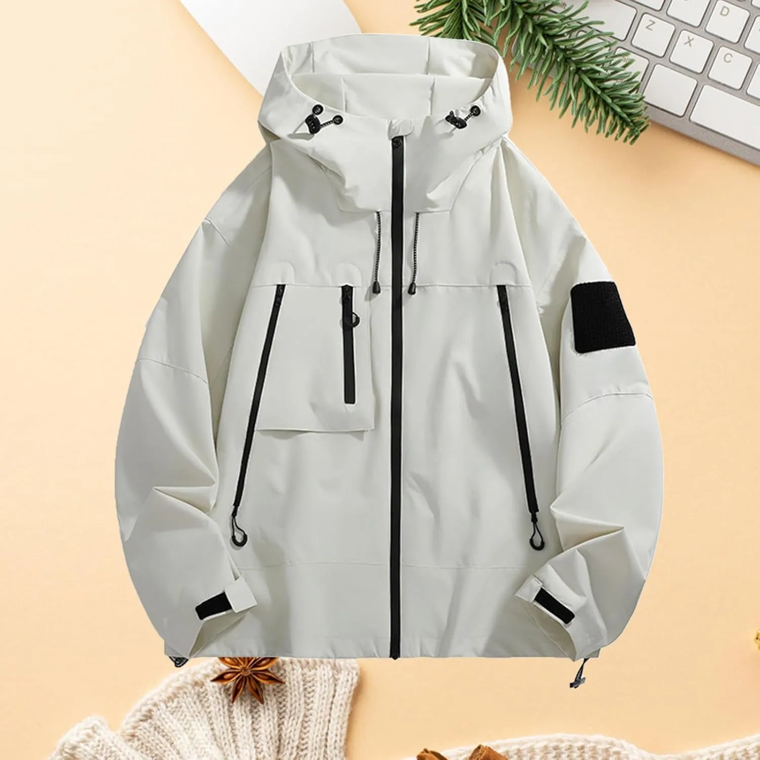 Mens Rain Jackets Lightweight Waterproof Soft Shell Zip Up Hooded Windbreaker Outdoor Travel Hiking Cycling Raincoats
