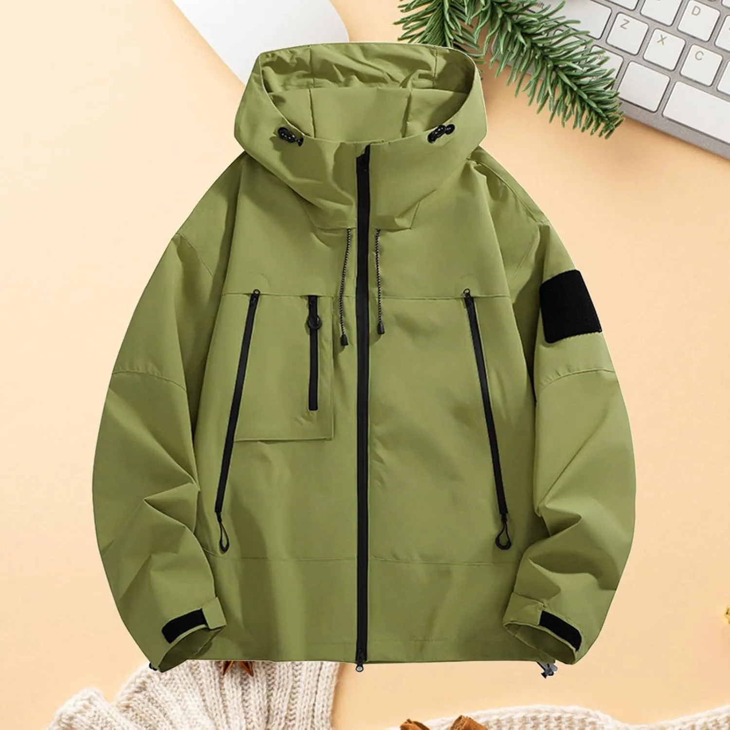 Mens Rain Jackets Lightweight Waterproof Soft Shell Zip Up Hooded Windbreaker Outdoor Travel Hiking Cycling Raincoats