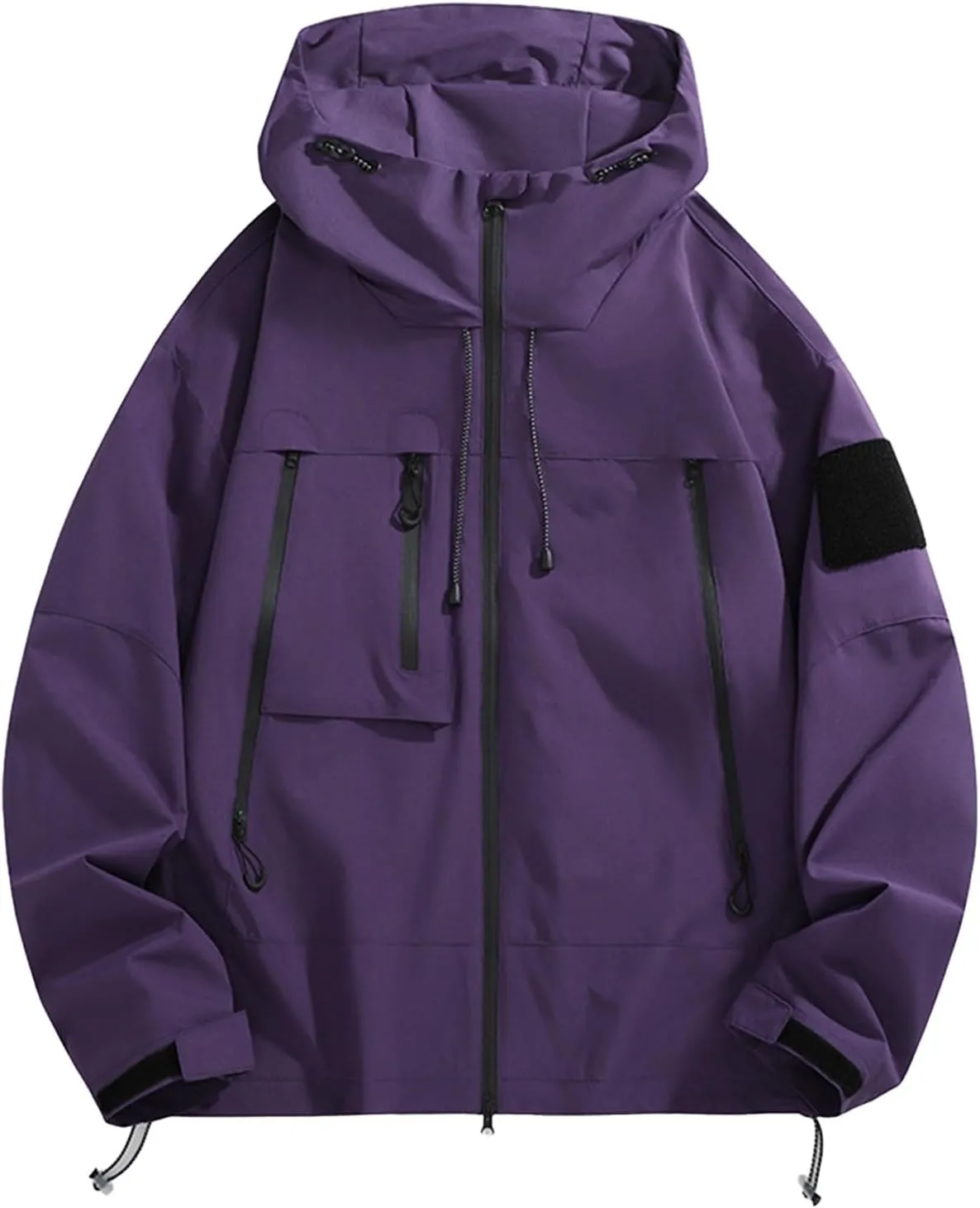 Mens Rain Jackets Lightweight Waterproof Soft Shell Zip Up Hooded Windbreaker Outdoor Travel Hiking Cycling Raincoats