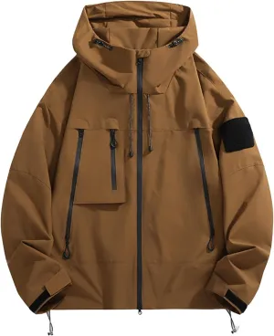 Mens Rain Jackets Lightweight Waterproof Soft Shell Zip Up Hooded Windbreaker Outdoor Travel Hiking Cycling Raincoats