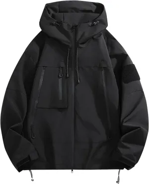 Mens Rain Jackets Lightweight Waterproof Soft Shell Zip Up Hooded Windbreaker Outdoor Travel Hiking Cycling Raincoats