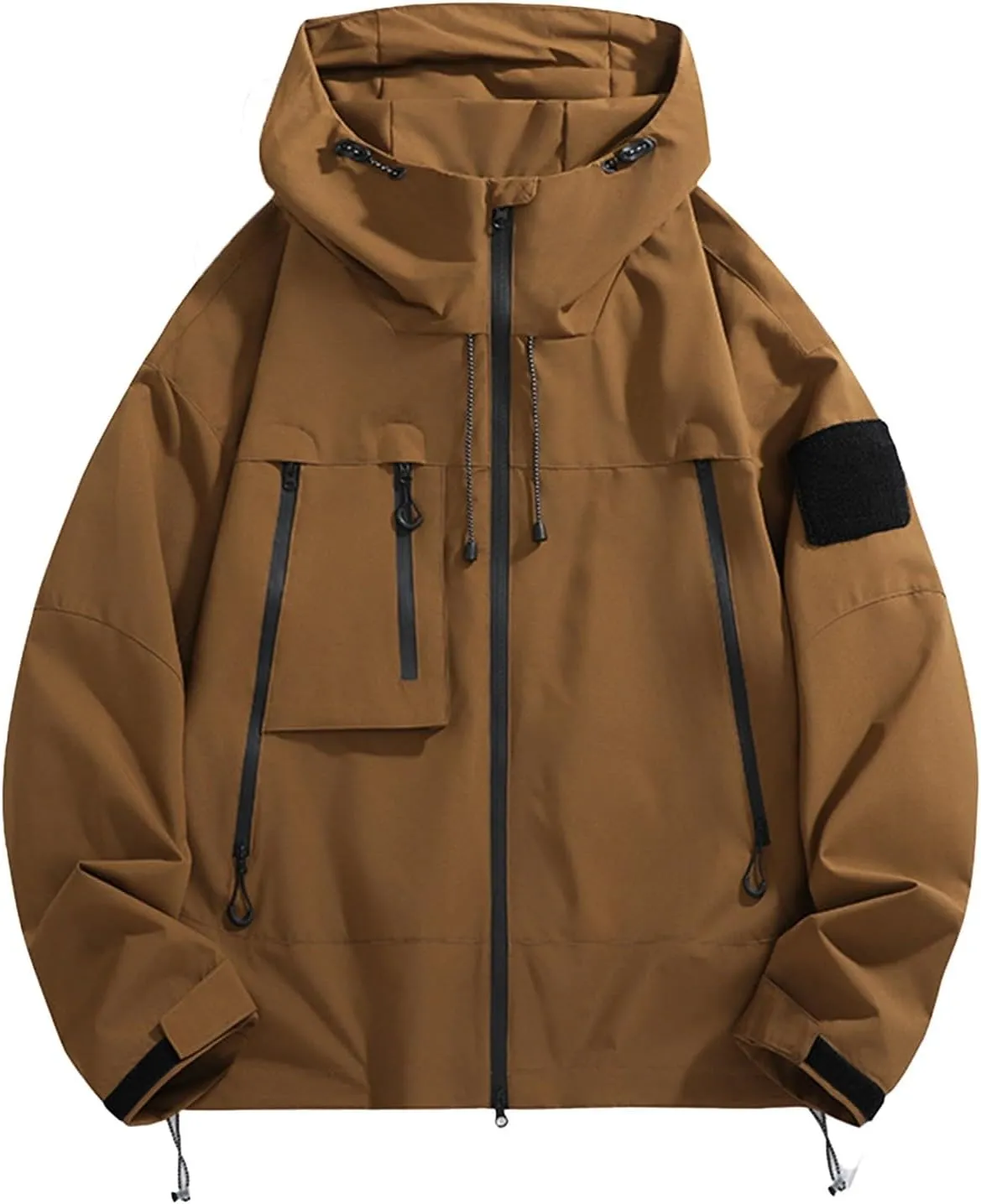 Mens Rain Jackets Lightweight Waterproof Soft Shell Zip Up Hooded Windbreaker Outdoor Travel Hiking Cycling Raincoats