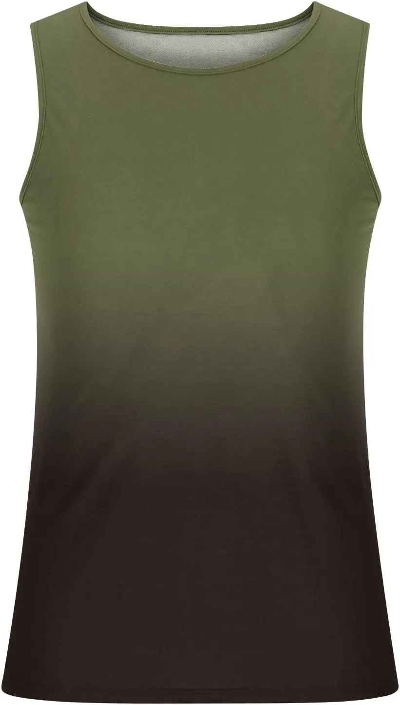 Men's Tank Tops Quick Dry Workout Swim Beach Shirts Sleeveless Shirts for Bodybuilding Gym Fitness Gradient