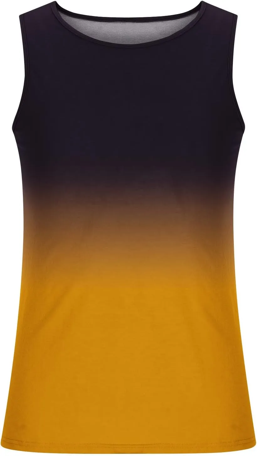 Men's Tank Tops Quick Dry Workout Swim Beach Shirts Sleeveless Shirts for Bodybuilding Gym Fitness Gradient