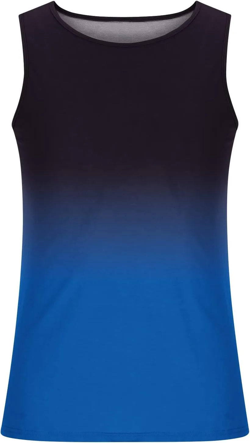Men's Tank Tops Quick Dry Workout Swim Beach Shirts Sleeveless Shirts for Bodybuilding Gym Fitness Gradient