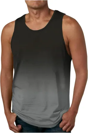 Men's Tank Tops Quick Dry Workout Swim Beach Shirts Sleeveless Shirts for Bodybuilding Gym Fitness Gradient