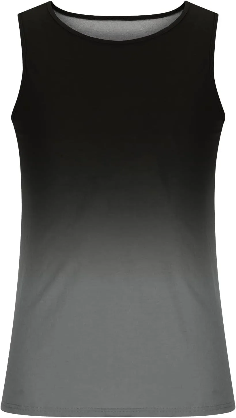 Men's Tank Tops Quick Dry Workout Swim Beach Shirts Sleeveless Shirts for Bodybuilding Gym Fitness Gradient