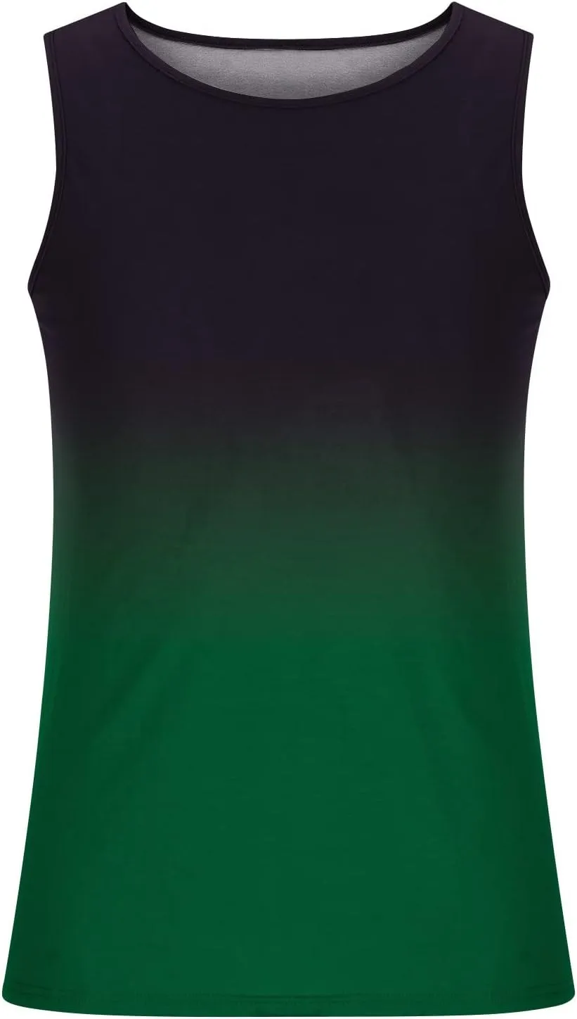 Men's Tank Tops Quick Dry Workout Swim Beach Shirts Sleeveless Shirts for Bodybuilding Gym Fitness Gradient