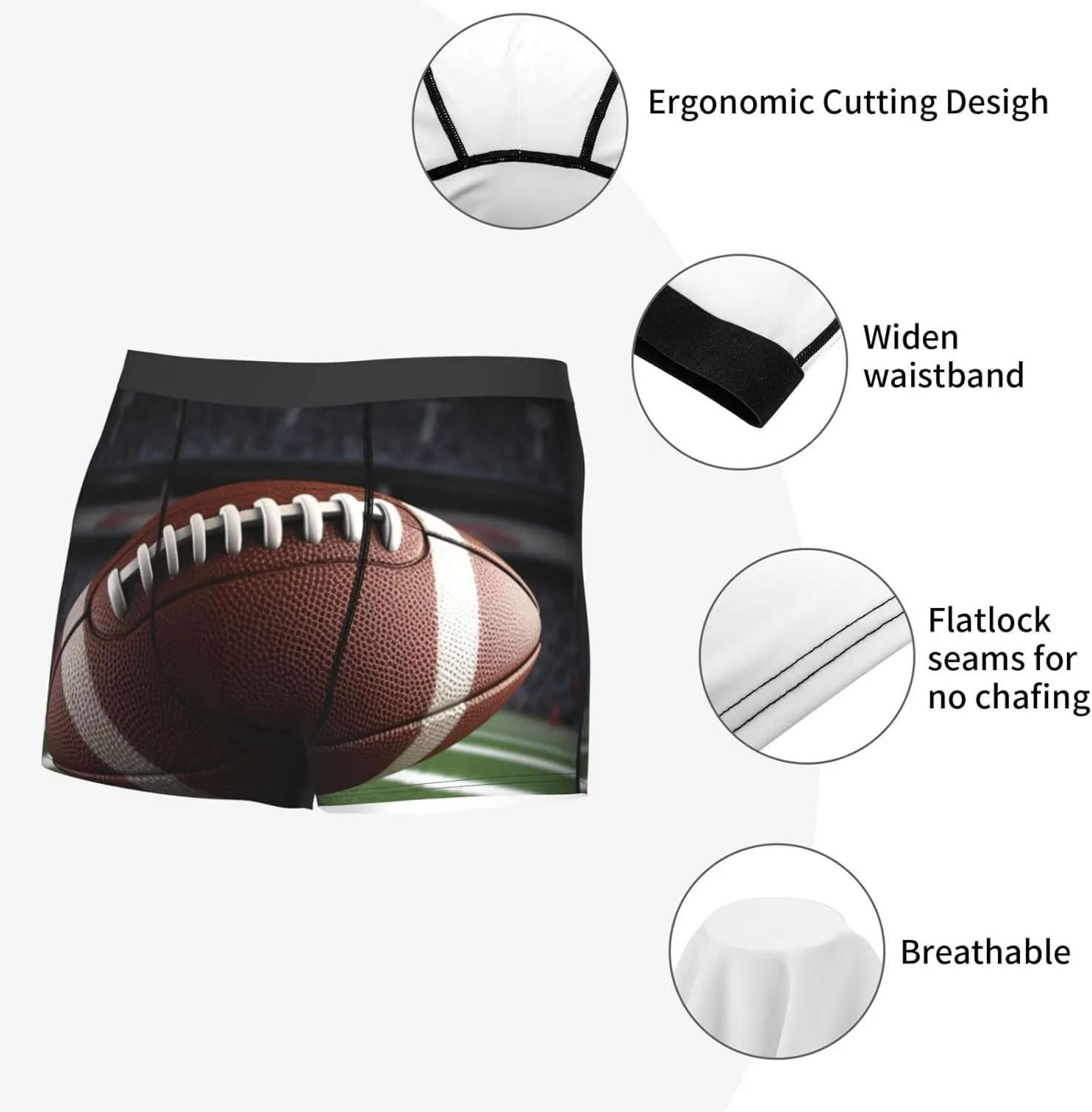 Men's Ultra Breathable Underwear American Football Boxers Briefs Soft Cotton Boxer Shorts Tagless Trunks