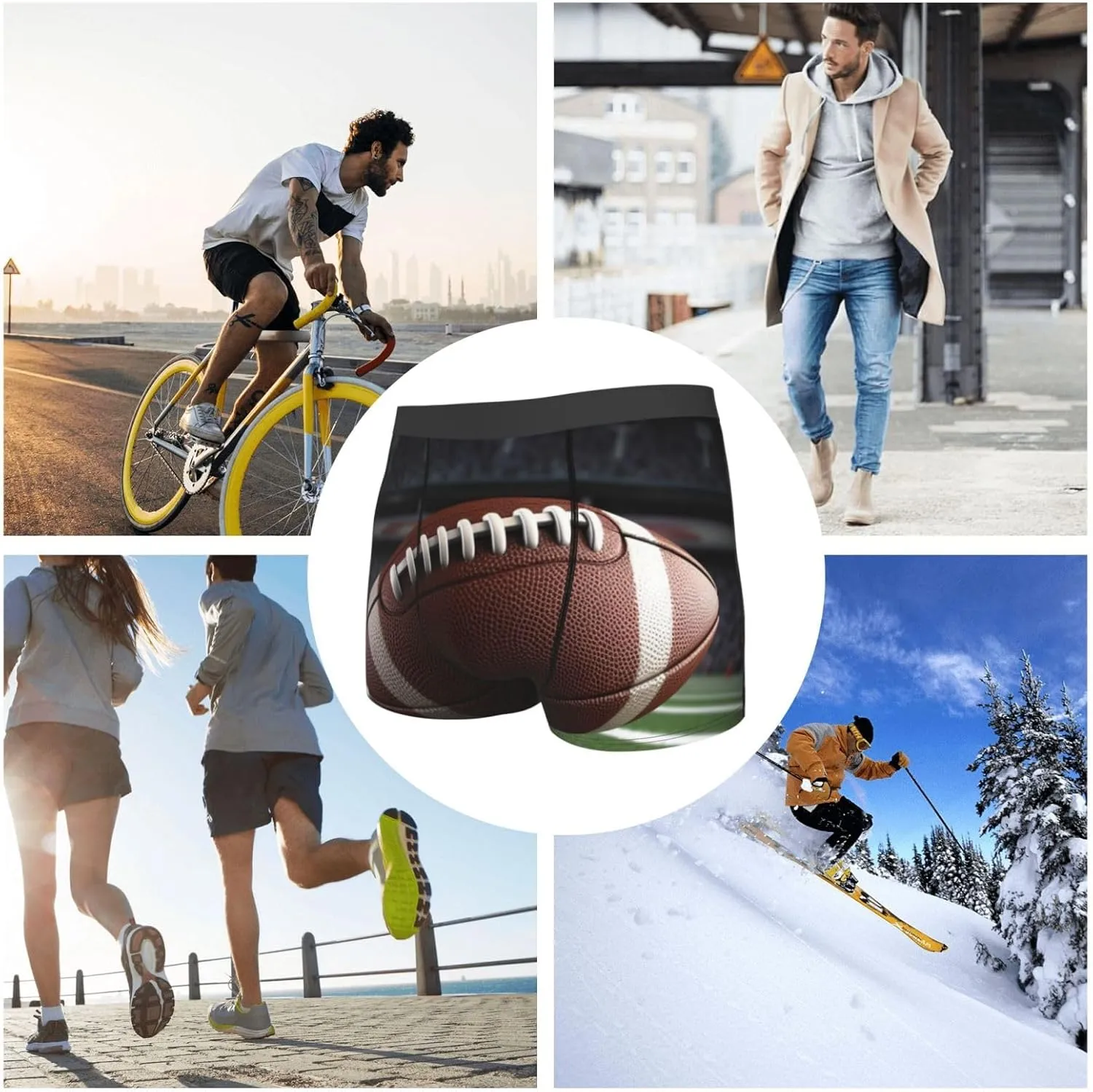 Men's Ultra Breathable Underwear American Football Boxers Briefs Soft Cotton Boxer Shorts Tagless Trunks