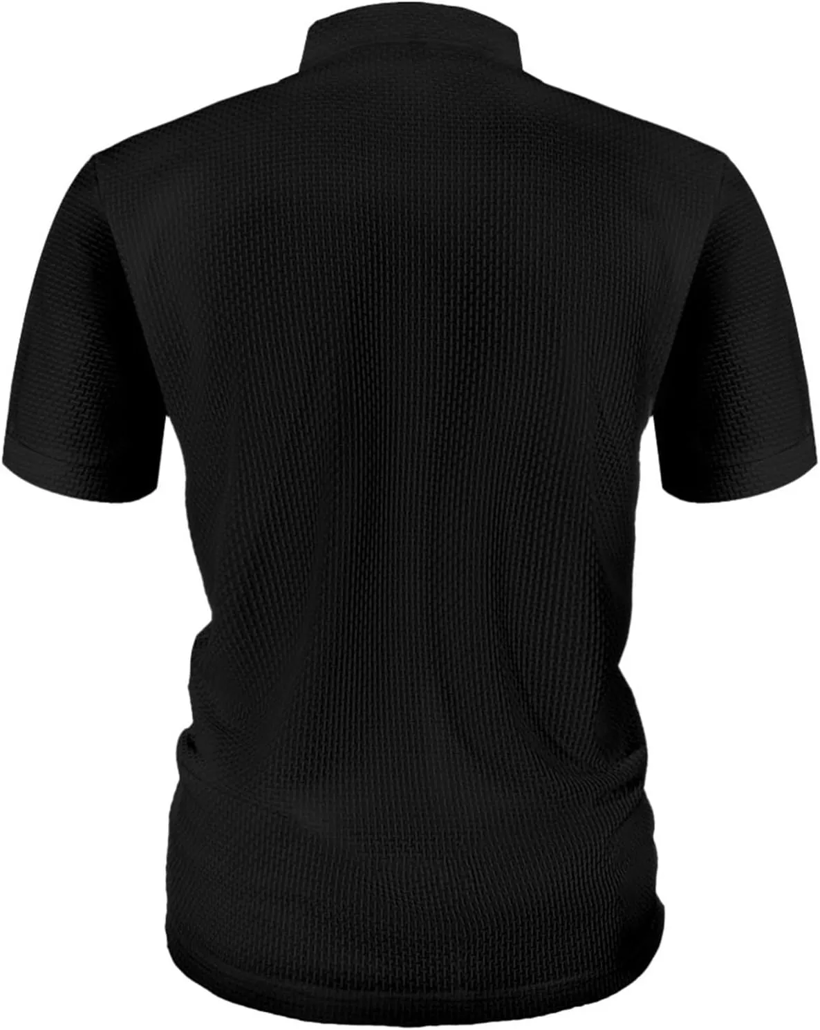 Mens Waffle Henley Shirts Short Sleeve Casual Slim Fit Band Collar Button Up Golf Polo Shirts Performance T Shirt