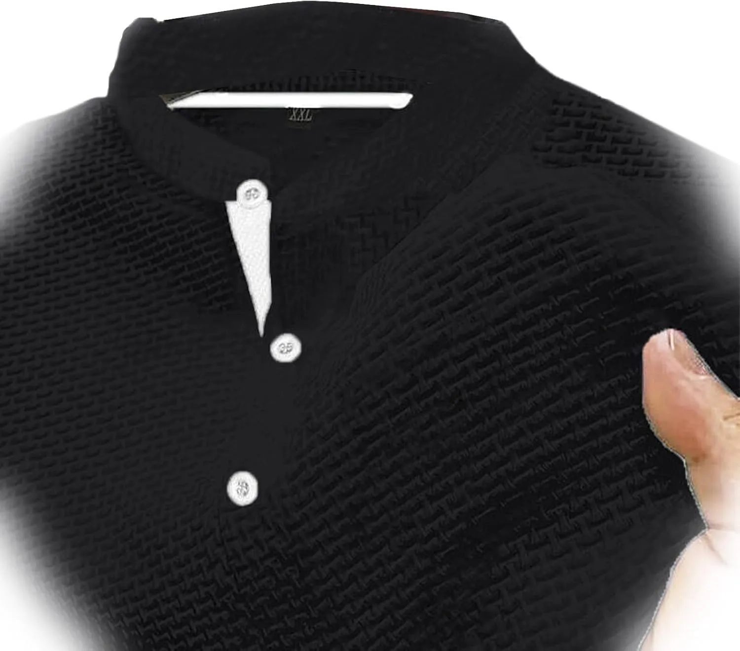 Mens Waffle Henley Shirts Short Sleeve Casual Slim Fit Band Collar Button Up Golf Polo Shirts Performance T Shirt