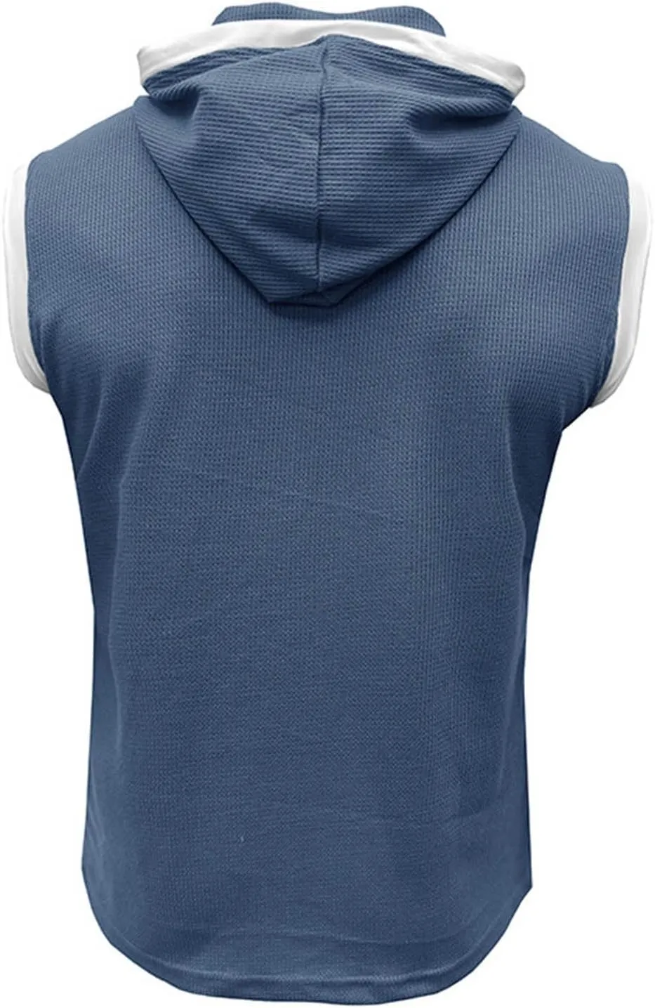 Men's Waffle Workout Hooded Tank Tops Button Down Sleeveless Gym Hoodies Color Block Training Athletic Muscle Pullover