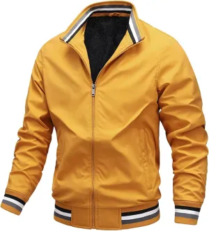 Mens Winter Bomber Jacket Big and Tall Sherpa Fleece Lined Full Zip Varsity Warm Up Jackets Thick Windbreaker Outwear