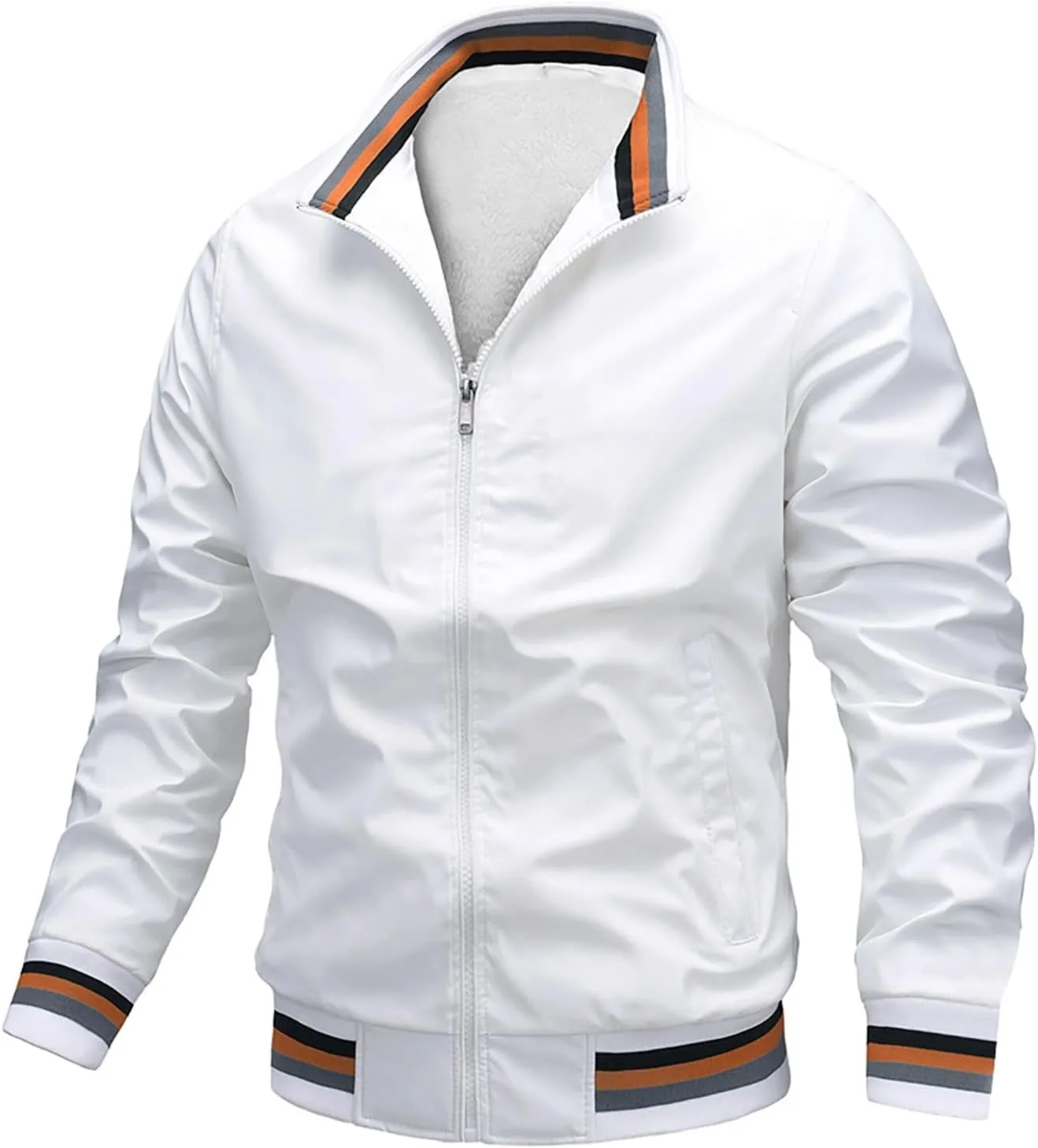 Mens Winter Bomber Jacket Big and Tall Sherpa Fleece Lined Full Zip Varsity Warm Up Jackets Thick Windbreaker Outwear