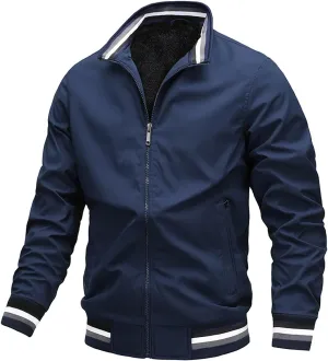 Mens Winter Bomber Jacket Big and Tall Sherpa Fleece Lined Full Zip Varsity Warm Up Jackets Thick Windbreaker Outwear