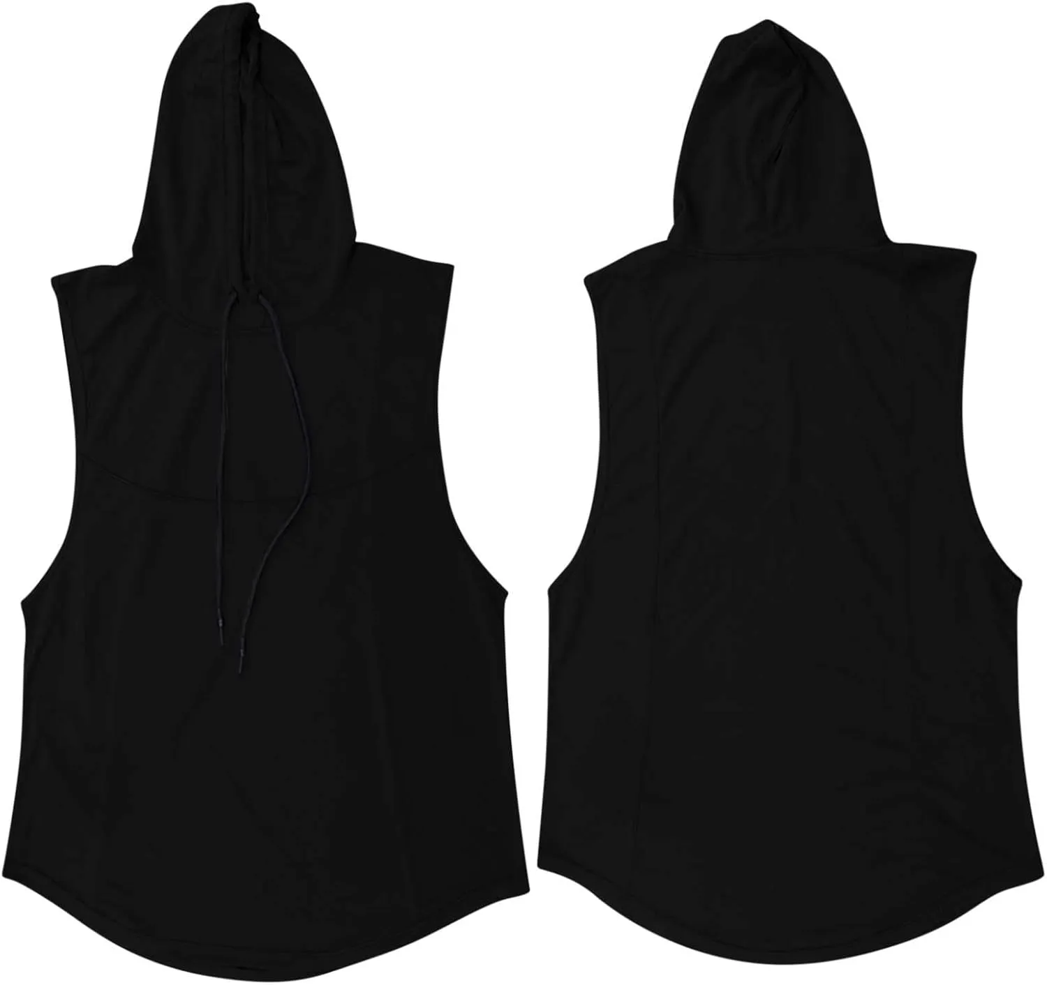 Men's Workout Hooded Tank Tops Quick Dry Muscle Cut Off T Shirt Summer Sleeveless Running Athletic Drawstring Hoodies
