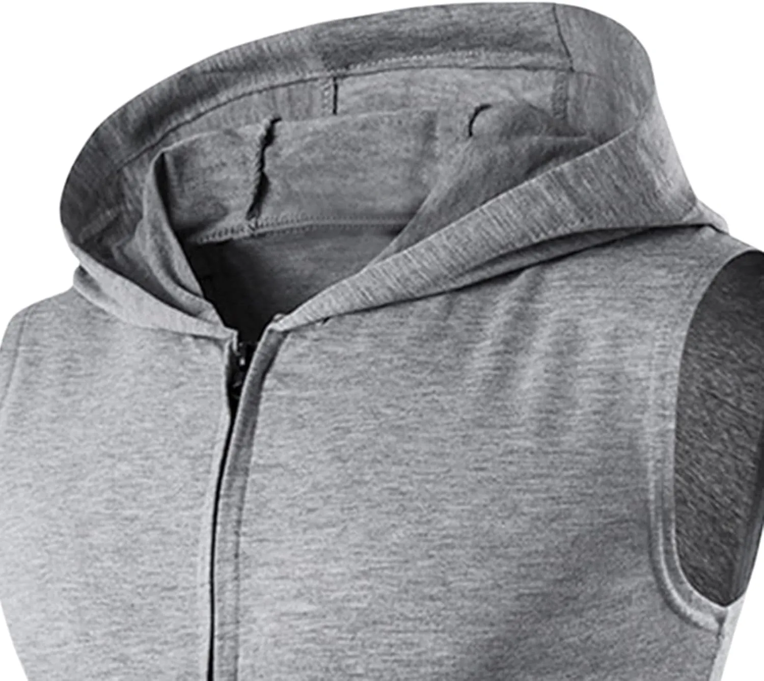 Mens Workout Hooded Tank Tops Zip Up Sleeveless Gym Training Hoodies Bodybuilding Muscle Cut Off T Shirts with Pockets