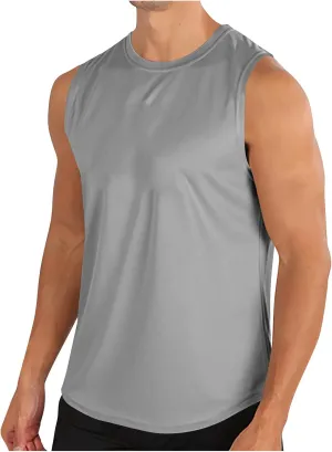 Mens Workout Tank Tops Mesh Muscle Fitness Sleeveless Shirts Quick Dry Lightweight Basic Solid Running Training Tops