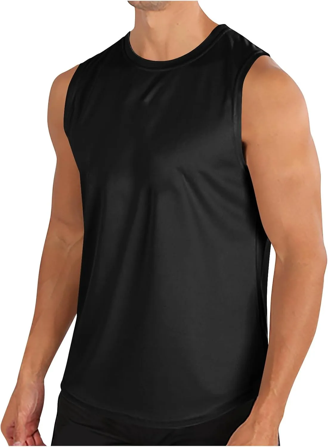 Mens Workout Tank Tops Mesh Muscle Fitness Sleeveless Shirts Quick Dry Lightweight Basic Solid Running Training Tops