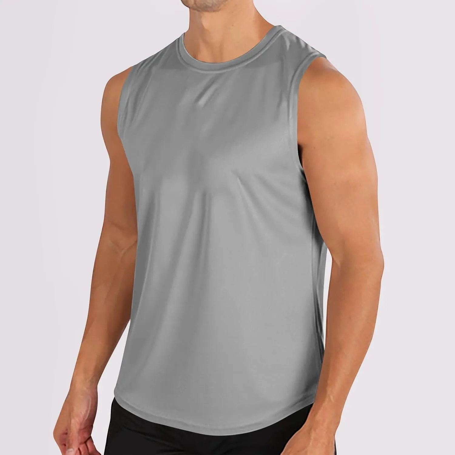 Mens Workout Tank Tops Mesh Muscle Fitness Sleeveless Shirts Quick Dry Lightweight Basic Solid Running Training Tops