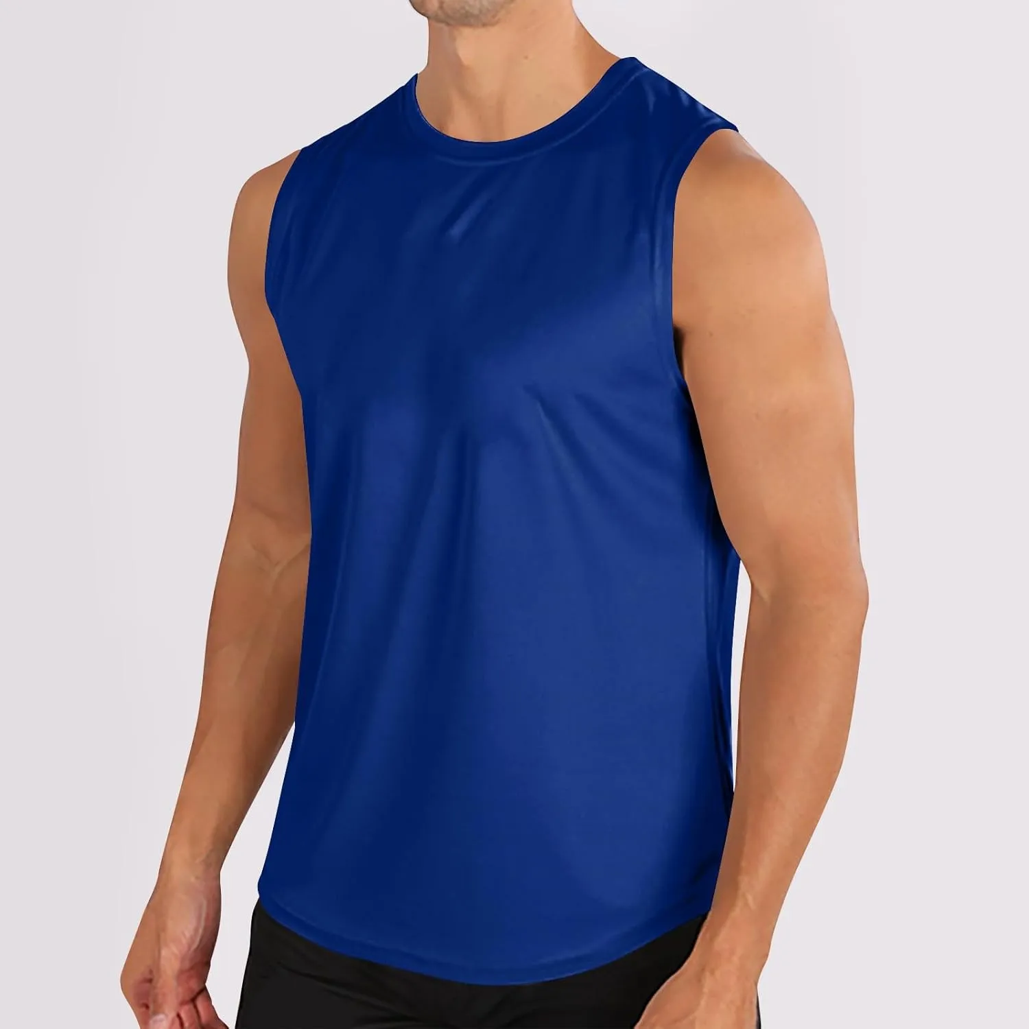 Mens Workout Tank Tops Mesh Muscle Fitness Sleeveless Shirts Quick Dry Lightweight Basic Solid Running Training Tops