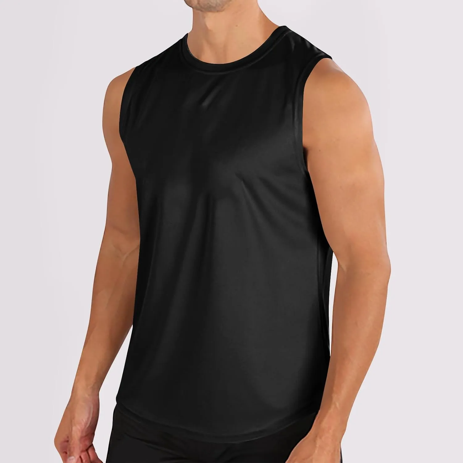 Mens Workout Tank Tops Mesh Muscle Fitness Sleeveless Shirts Quick Dry Lightweight Basic Solid Running Training Tops
