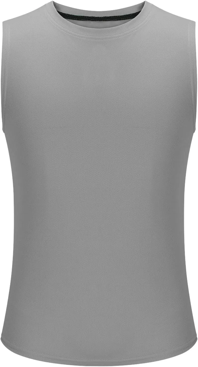 Mens Workout Tank Tops Mesh Muscle Fitness Sleeveless Shirts Quick Dry Lightweight Basic Solid Running Training Tops