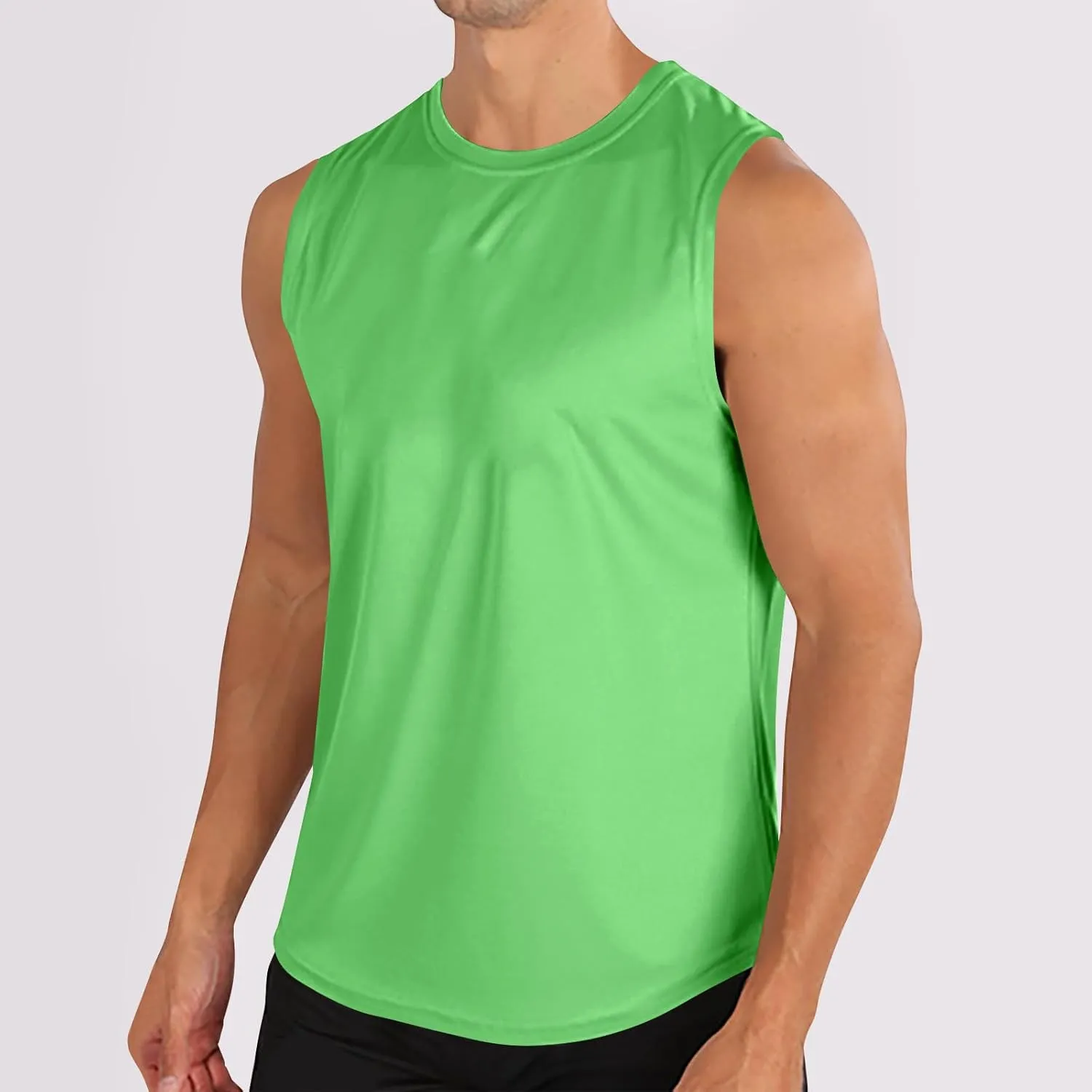 Mens Workout Tank Tops Mesh Muscle Fitness Sleeveless Shirts Quick Dry Lightweight Basic Solid Running Training Tops