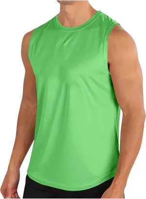Mens Workout Tank Tops Mesh Muscle Fitness Sleeveless Shirts Quick Dry Lightweight Basic Solid Running Training Tops