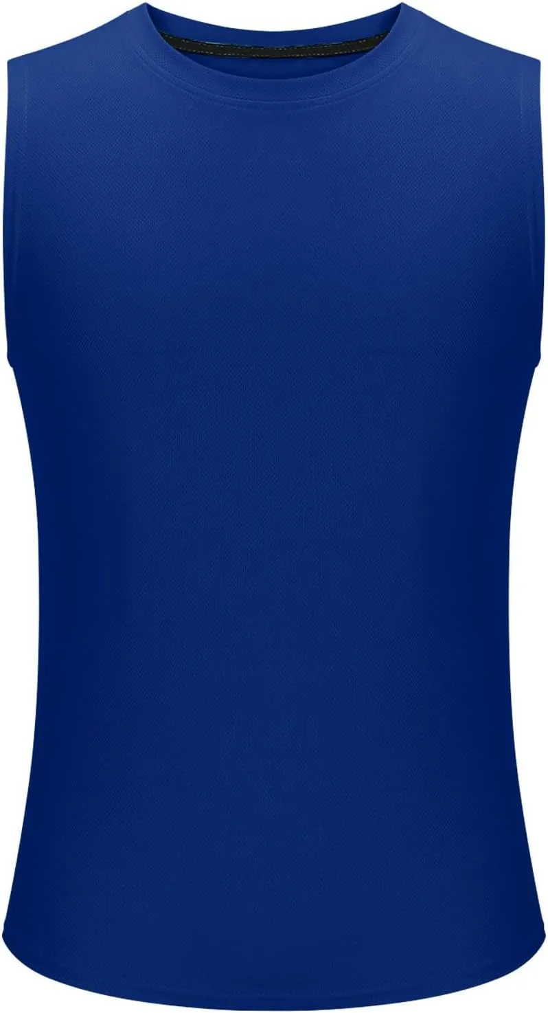 Mens Workout Tank Tops Mesh Muscle Fitness Sleeveless Shirts Quick Dry Lightweight Basic Solid Running Training Tops