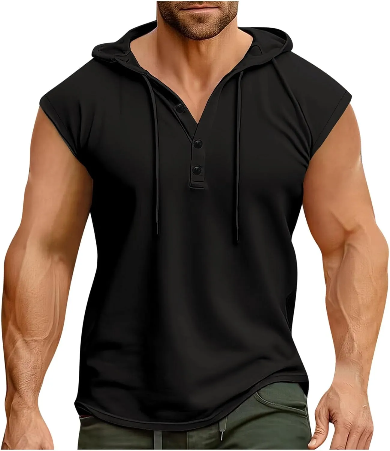 Men's Workout Tank Tops with Hooded, Quick Dry Sleeveless Workout Hoody Shirts Summer Beach Athletic Muscle Fit Tees