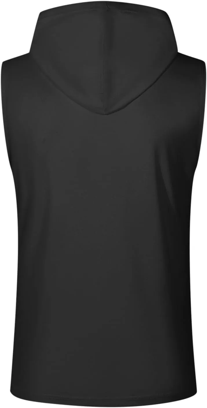 Men's Workout Tank Tops with Hooded, Quick Dry Sleeveless Workout Hoody Shirts Summer Beach Athletic Muscle Fit Tees