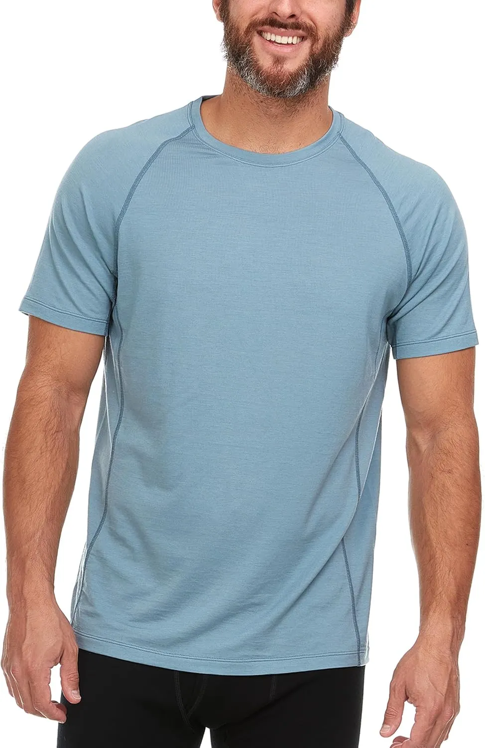 Merino Wool Mens Micro Weight Raglan T-Shirt - Short Sleeve Athletic Shirt - Anti-Odor - Moisture Wicking