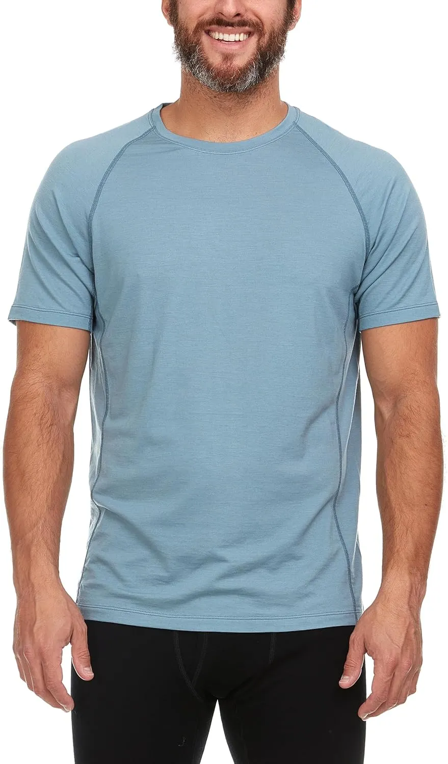Merino Wool Mens Micro Weight Raglan T-Shirt - Short Sleeve Athletic Shirt - Anti-Odor - Moisture Wicking