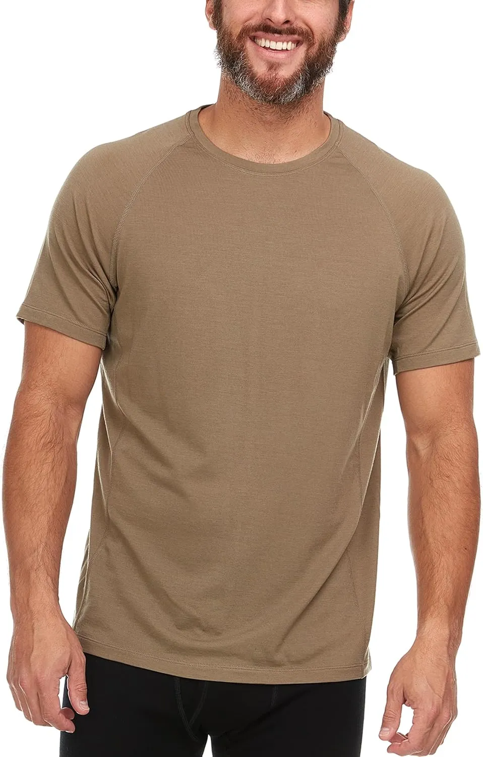Merino Wool Mens Micro Weight Raglan T-Shirt - Short Sleeve Athletic Shirt - Anti-Odor - Moisture Wicking