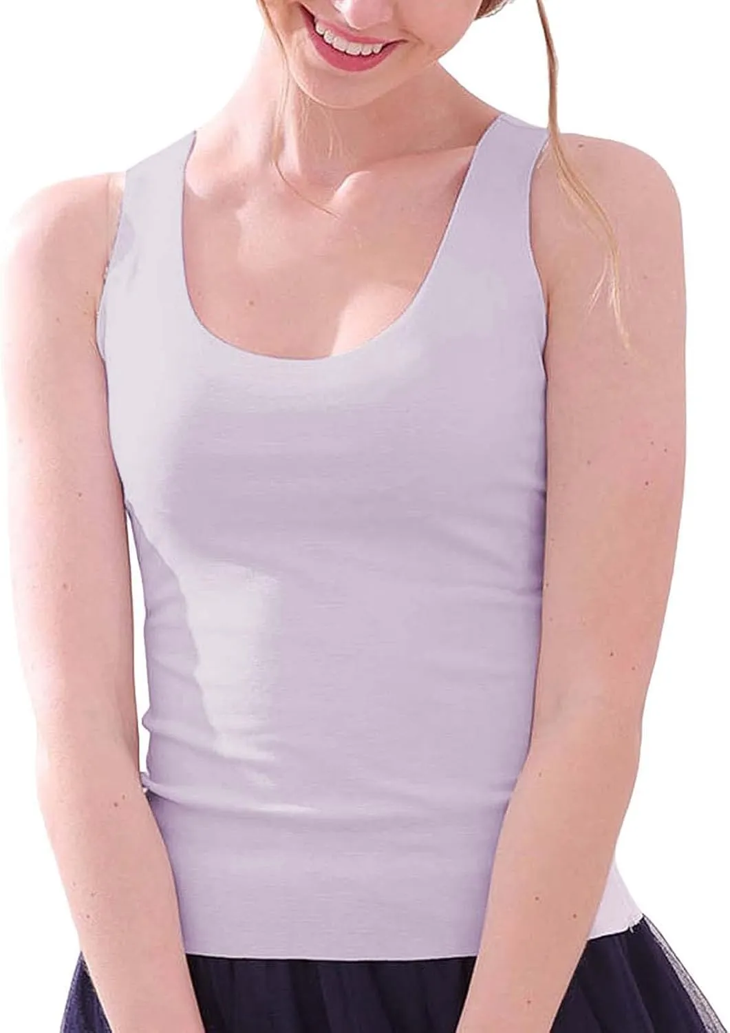 Miyaomn 3PC Ice Silk Tank Tops for Women Scoop Neck Modal Camisole Basic Seamless Sleeveless Stretch Yoga Camis Undershirts