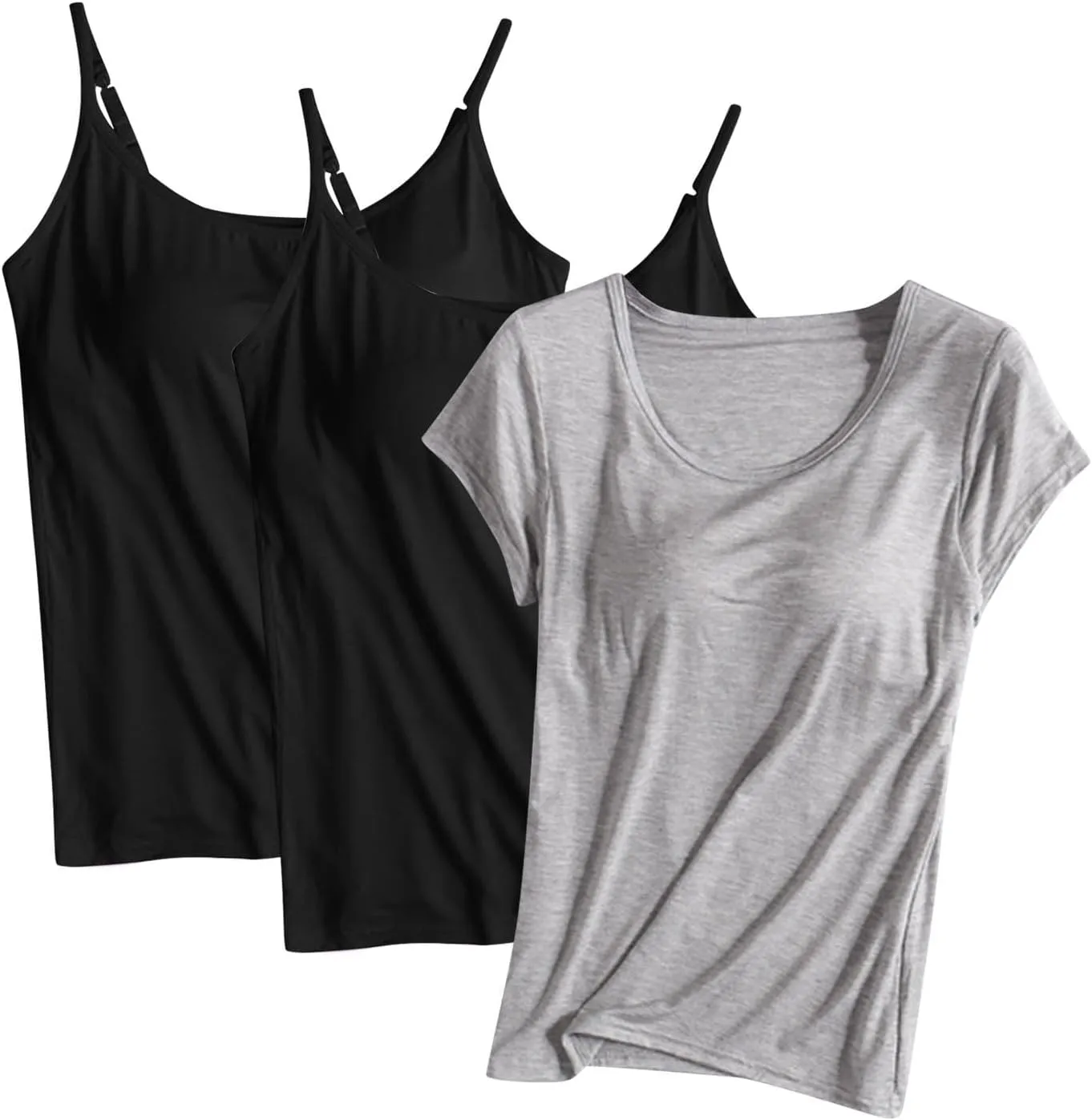 Modal Tanks for Women 3 Pc Crewneck Soft Smooth Tank Tops Undershirts Fashion Solid Color Classic Comfy Shirt