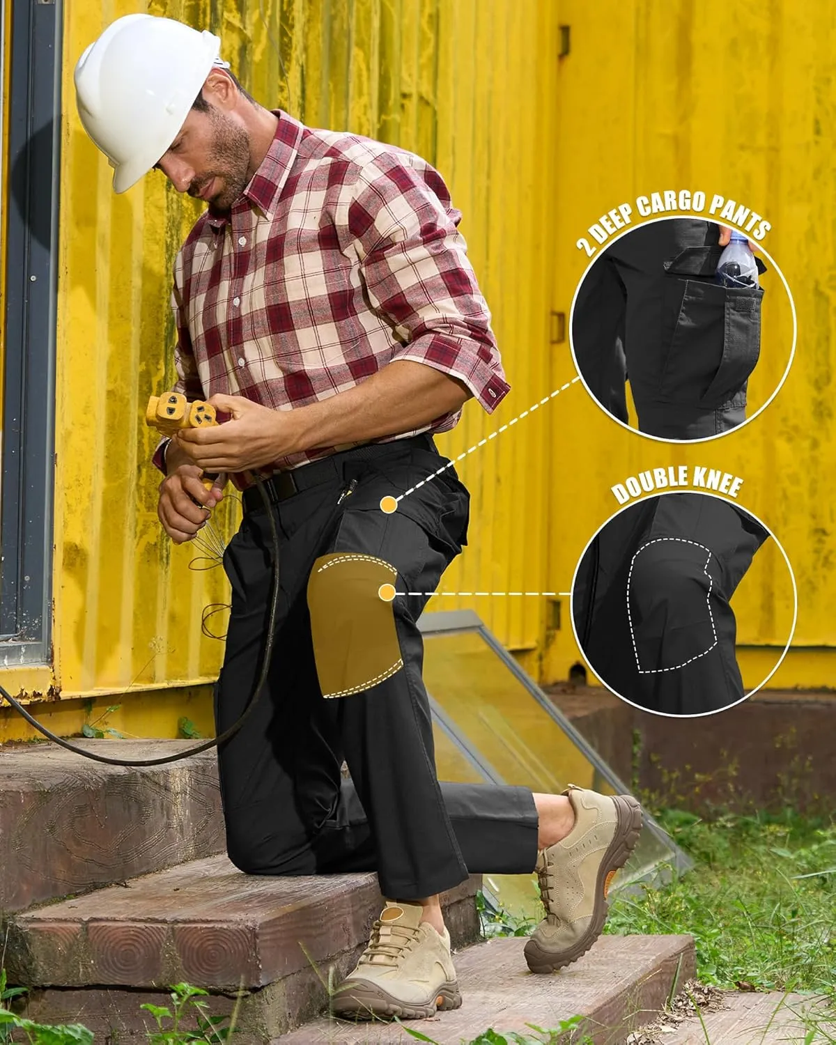 MOURCE Mens Cargo Work Pants, Ripstop Stretch Tactical Pants, Outdoor Water Resistant Hiking Pants (No Belt)