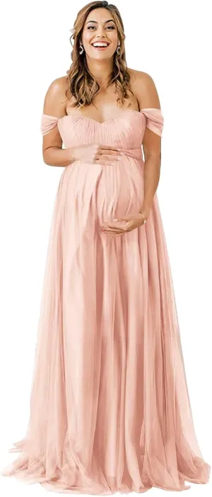 Off Shoulder Maternity Dresses for Baby Shower 2025 Tulle Robes Pregnancy Maternity Gowns for Photography