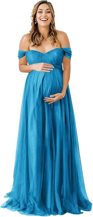 Off Shoulder Maternity Dresses for Baby Shower 2025 Tulle Robes Pregnancy Maternity Gowns for Photography