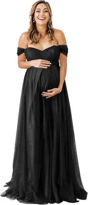 Off Shoulder Maternity Dresses for Baby Shower 2025 Tulle Robes Pregnancy Maternity Gowns for Photography