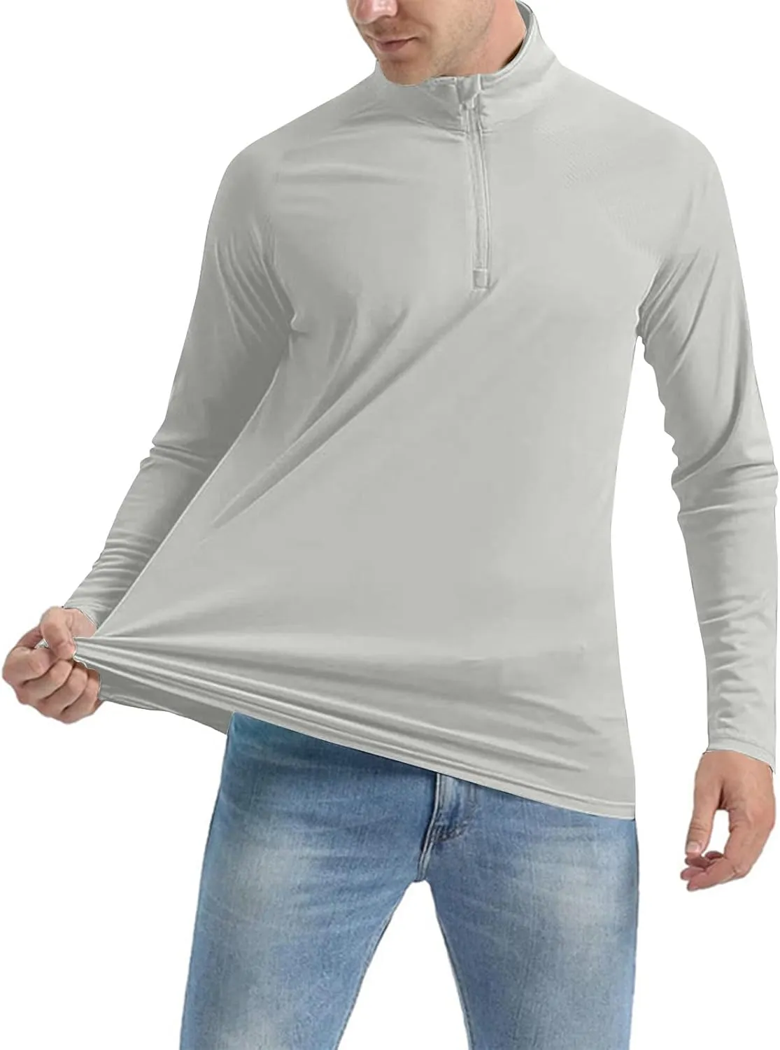 Quarter Zip Shirt for Men Long Sleeve UPF 50  Quick Dry Tops Quick Dry UV Sun Protection Beach Shirts Outdoor