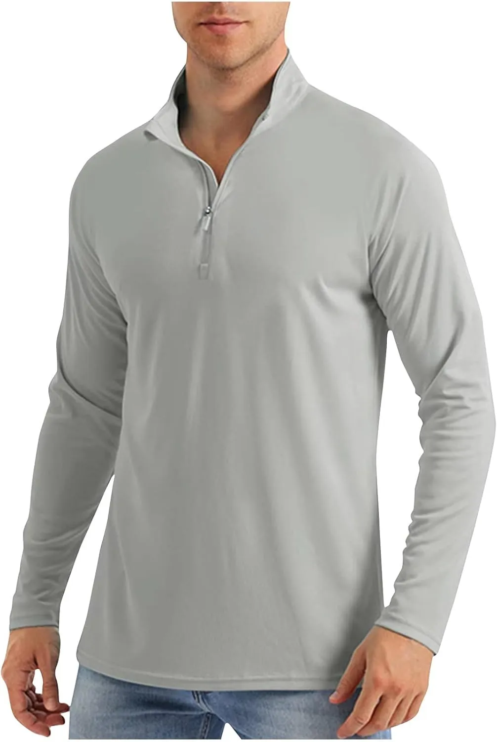 Quarter Zip Shirt for Men Long Sleeve UPF 50  Quick Dry Tops Quick Dry UV Sun Protection Beach Shirts Outdoor