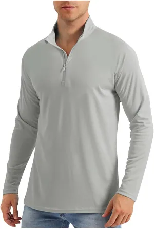 Quarter Zip Shirt for Men Long Sleeve UPF 50  Quick Dry Tops Quick Dry UV Sun Protection Beach Shirts Outdoor