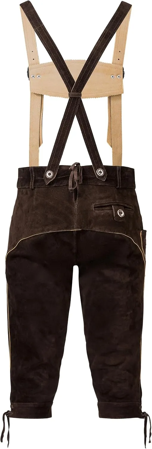 Schneberger Trachten Couture Lederhosen Men - Authentic German Lederhosen, Genuine Leather Dark Brown, Oktoberfest Outfit