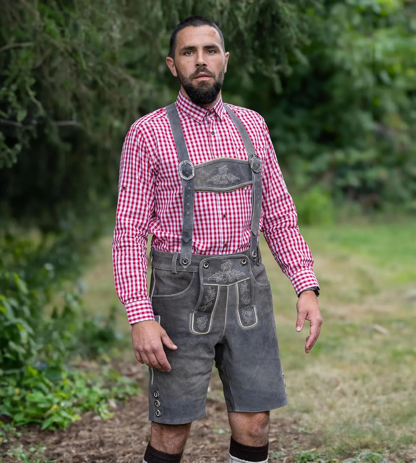 Schneberger Trachten Couture Lederhosen Men, Genuine Leather - Antique German Lederhosen, Bavarian Oktoberfest Trouser