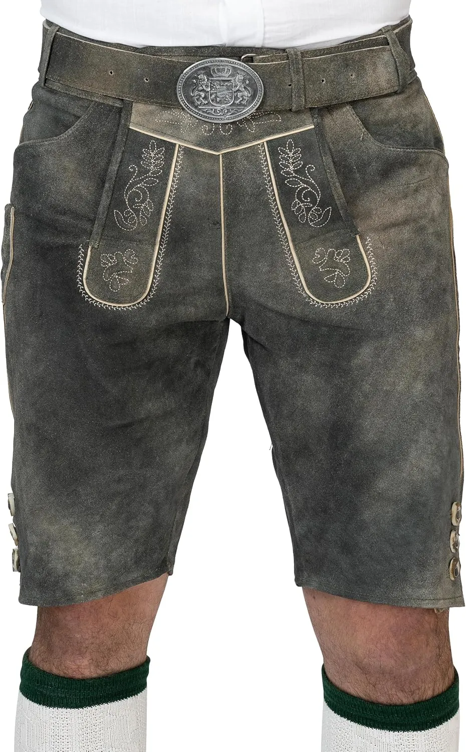 Schneberger Trachten Couture Lederhosen Men, Genuine Leather, German Lederhosen with Bavarian Belt, Oktoberfest trouser